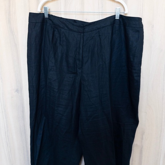 Jones New York Women Linen Pants 24W Black Trousers Coastal Quiet Luxury Classic - Picture 3 of 8